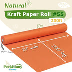 PerkHomy 24" x 2,400" (200') OrangeRed Kraft Paper Roll for Craft Bulletin Board Paper Art Table Covering Crafting Gift Wrapping Bouquet Packing Parcel 80GSM 55LB (OrangeRed, 24" x 200')