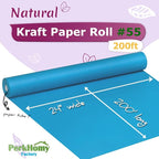 PerkHomy 24" x 2,400" (200') Lake Blue Kraft Paper Roll for Craft Bulletin Board Paper Art Table Covering Crafting Gift Wrapping Bouquet Packing Parcel 80GSM 55LB (Lake Blue, 24" x 200')