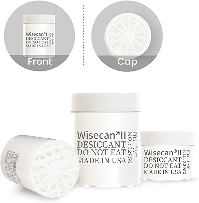 3 Gram 1500 Pack Silica Gel Canister, Desiccant Canister, Silica Gel Capsules, Desiccant Capsules, Moisture Absorbers for Food Storage, Food Safe Dehumidifiers Wisecan