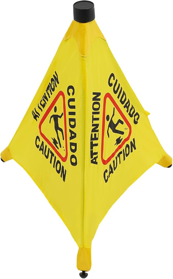 Caution Wet Floor Sign with Storage Tube 20 Inch Folding Commercial Wet Floor Pop Up Cones Slippery When Wet Sign for Restaurant, Supermarket, Restroom (8)