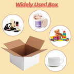 25 Packs Small Shipping Boxes 6x6x4 Inches, White Corrugated Cardboard Box for Shipping, Packing, Business, DIY