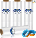 4-Pack 18" Stretch Wrap Rolls - 80 Gauge Industrial Strength Clear Film, 1200ft Length with Plastic Handle Option - Heavy Duty Self-Adhering for Moving, Shipping, Pallet Packing
