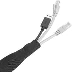 MECCANIXITY Braided Cable Sleeves Heat Shrinkable Fabric Sleeving, 3/8" 40ft Black 2:1 Ratio Heat Shrinkable Cord Protector for Harness Cable, Network Cable Protection, Cable Management