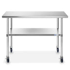 GRIDMANN NSF Stainless Steel Work & Prep Table 48 x 24 Inches with Caster Wheels and Under Shelf for Restaurant, Home, Hotel