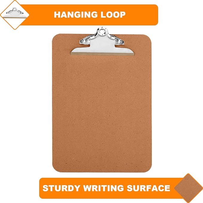 HERKKA 10 Pack Hardboard Office Clipboards - A4 Letter Size, ECO Friendly