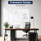 Magnetic Glass Whiteboard, 36" x 24" Glass Dry Erase Board for Wall, Large Frameless White Board with 1 Marker Tray and 3 Magnets for Office, Home, Classroom - Ultra White