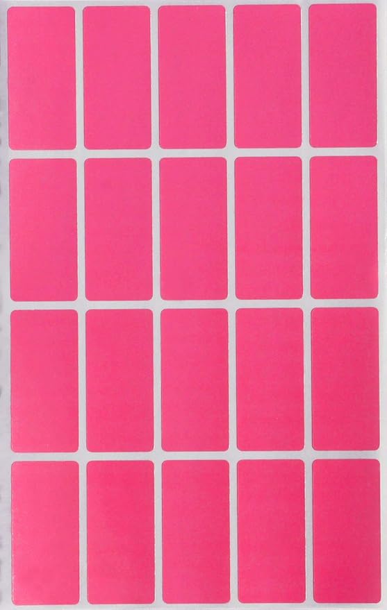 Royal Green Pink Rectangular Small tag Stickers 1.57inch x 0.75 inch - Colored File Folder Labels (40mm x 19) - 100 Pack
