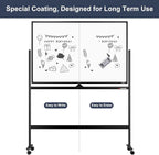 Dry Erase Whiteboard Easel on Wheels - TANKEE 48" x 32" Large Double Sided Mobile Whiteboard, Reversible Magnetic Rolling White Board for Home Office Classroom, Flip Chart Holders and Paper Pad
