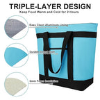 2Pk Insulated Reusable Tote Bag for Grocery Shopping for Women/Men, Pizza/Food Delivery Bag to Keep Food Cold/Hot for Professional Catering, Cooler bags for Travel/Beach/Picnic, Blue