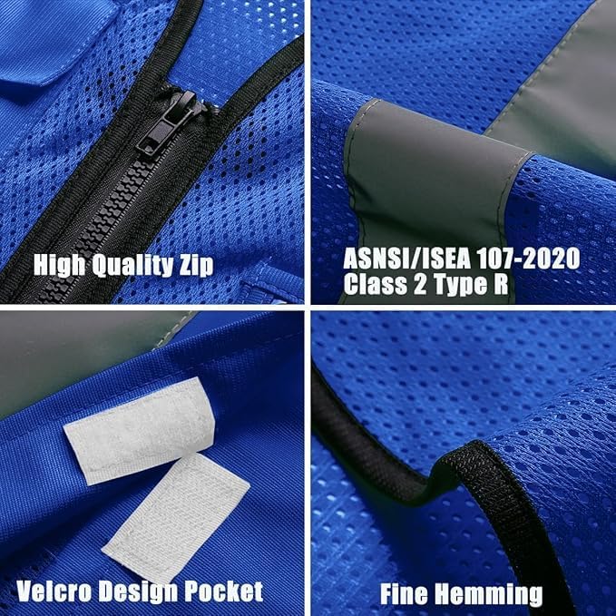 BeautyWill 10/20 Pack Custom Logo Safety Vest,Bulk High Visibility Class 2 Reflective Work Vests