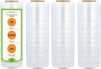 PSBM 4 Rolls 18 Inch x 2000 Feet 60 Gauge Stretch Film/Wrap, Heavy Duty Industrial Strength Up to 800% Ultimate Stretch, Clear Shrink Plastic Wrap for Moving, Packing, Shipping & Storage