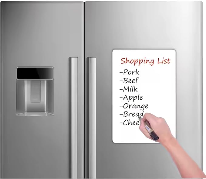 Small Magnetic Dry Erase Board Sheet for Fridge, 8"x12" Erasable Refrigerator WhiteBoard for Kitchen, Mini White Board Planner, Include 1 Markers