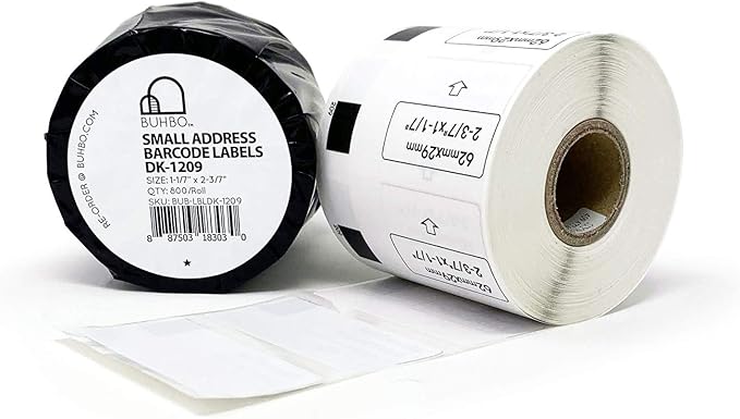 Buhbo Compatible Refill Replacement Label for Brother DK-1209 2-3/7" x 1-1/7" Small Address and Barcode (20 Pack / 800 Labels Per Roll)