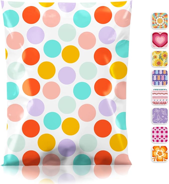 Metronic Poly Mailers 10x13 Inch Shipping Bags for Clothes,Self Adhesive Shipping Envelopes for Small Business,Waterproof Mailers Poly Bags for Shipping,Packaging Mailing Bags Colorful Polka Dots 50pc