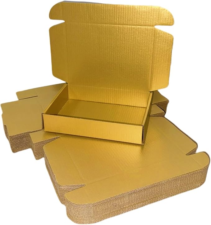 12 Pcs 14.2 x 11.8 x 2.4 inches Large Szie Corrugated Cardboard Gift Boxes Recyclable Shipping Boxes for Mailing & Holidays, Wedding, Birthday, Gifts Packaging (Gold, 14.2 x 11.8 x 2.4")