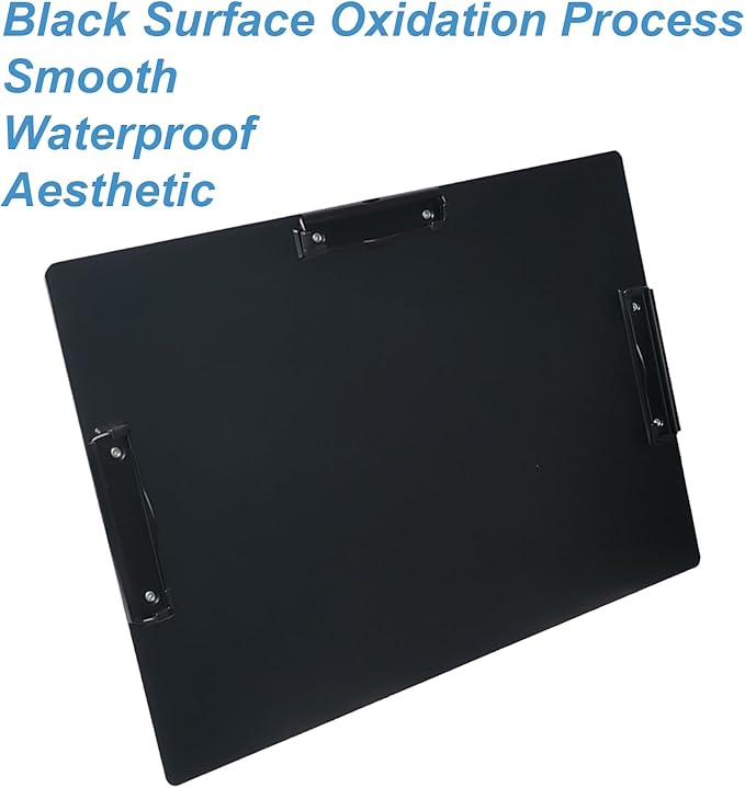 Acocony 11x17 Clipboard Three Clip Aluminium with Pen Holder Extra Large Clipboard Versatile Super Hard 11 x 17 Clipping Board Black Pack of 1