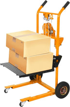 Material Lift Winch Stacker, 440 lbs Capacity Table Cart, 35.4" Lifting Height Manual Forklift Stacker, Pallet Jack Truck Dolly with Swivel Casters and Lift Plate (Yellow)