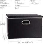 PRANDOM Large Foldable Storage Boxes with Lids [3-Pack] Fabric Collapsible Storage Bins Organizer Containers Baskets Cube with Cover for Home Bedroom Closet Office Nursery Black(17.7x11.8x11.8)