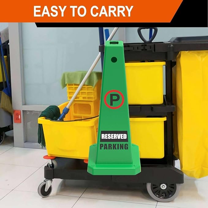 Reserved Parking Sign, 26.4-Inch Green Plastic Cone, High-Visibility