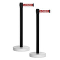Crowd Control Warehouse CCW Set of 2 Retractable Belt Barrier Stanchion, Water Fillable Base MSH630 (11 Foot Belt, Red"This LINE is Closed" White Letters with Black PVC Plastic Post)
