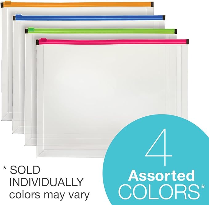 Pendaflex Poly Zip Envelope, Top-Loading, Expands 1 Inch, Zippered Closure, 13 x 10.125 Inch, Holds Letter Size Paper, Color May Vary (84192) (Pack of 2)