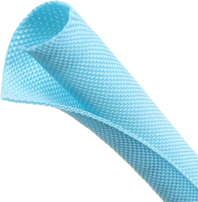 Automotive Wire Loom Tubing, Split Braided Cord Protectors from Pets No Chew, Flexible Cable Sleeve Cable Management for TV/Computer/Electric Wires (Sky Blue, 5/16"-25ft)
