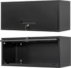 Metal Wall Storage Cabinet with Up-flip Door, Wall-Mounted Storage Cabinet for Garage, Warehouse, Home, Office, Assembly Required (Black, One Cabinet)