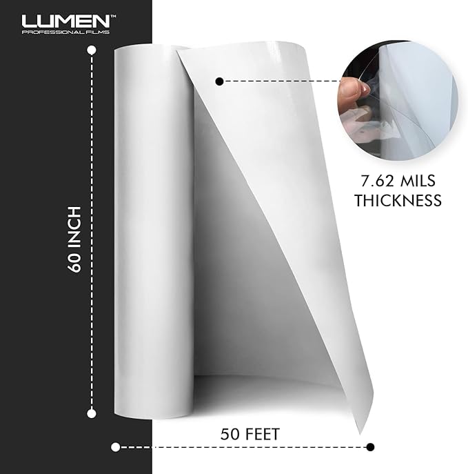 Lumen Standard PPF Film for Car - 60" x 50' Durable TPU, Self-Healing, UV Resistant, Clear Paint Protection Film for Cars, Universal Fit, Cost-Effective Solution
