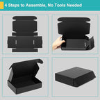 Mcfleet 4x4x2" Black Shipping Boxes - Corrugated Cardboard Mailing Box Packaging for Small Business - Tab Locking Literature Mailer Flat Empty Gift Packing Supplies 24 Pack