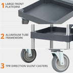 Commercial Janitorial Cart with Wheels, 3-Shelf Rolling Cleaning Trolley with 16-Gallon Trash Bag, 220 Lbs Heavy-Duty Capacity Housekeeping Cart - Ideal for Hotel, School, Apartments & More