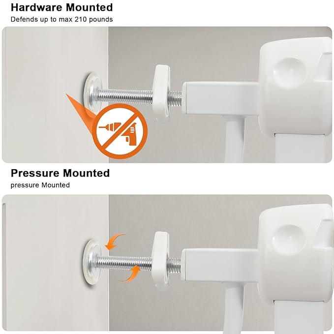 30" Tall Extra Wide Baby Gates for Doorways & Stairs - Large, Long Pressure Mounted Metal Safety Gates for Kids & Dogs - White (71.5-76.38 Inch)