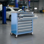 LARBANKE 7-Drawer Rolling Tool Chest with Stainless Steel Countertop,Tool Chest with Secure Locking System,Tool Cabinet with 360°Wheels and Padded Feet,for Home, Garage and Office