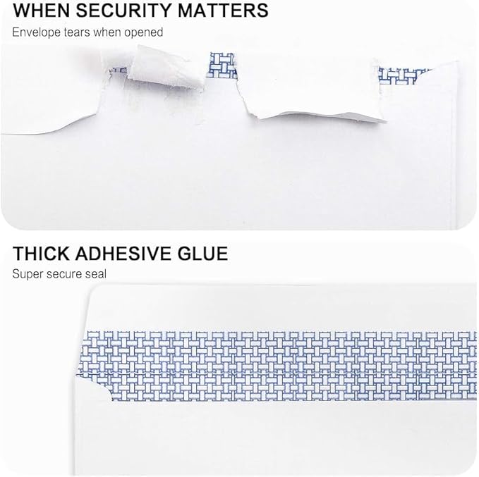100 Pack #10 Double Window Security Self-Seal Envelopes - Suitable Size for Multiple Business Statements, Quickbooks Invoices, and Return Envelopes, Size 4-1/8 x 9-1/2 - White - 24 LB