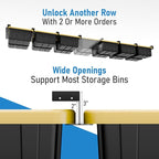HANDT Overhead Garage Storage Rack, Connectable Heavy Duty Metal Ceiling Rails For Garage Storage Organization Shelving System, Hanging Racks For Tote Containers, Supports Up To 3 Bins, 2 Sets Black