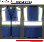 Hi Vis Reflective Safety Vest for Men Women with Multiple Pockets Mesh High Visibility Construction Work Vest,Meets ANSI/ISEA Standards(EK1-178-Blue-M)