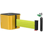 WM412 Retractable Belt Wall Mounted Yellow Crowd Control Barrier and Receiving End, 20' Fluorescent Yellow Belt