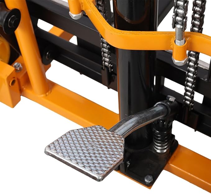 Manual Hydraulic Lift Stacker, 440 lb Capacity Pallet Jack Dolly with 35.5" Lift Height, 20" Forks, All-Steel Frame, Large Rear Rubber Tires & Swivel Casters for Warehouse, Shop & Material Handling