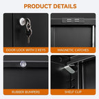 BESFUR Locking Cabinet with 2 Drawers and Lockable Doors, 36" H Black Metal Storage Cabinet with Adjustable Shelf for Home Office, Garage,School, Apartment, Warehouse