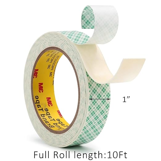 Double Sided Foam Tape 1" x 10Ft 2 Pack White Double Coated Urethane Adhesion Polyurethane Tape for Bonding Attaching Mounting Interior Signage Nameplates DIY Card
