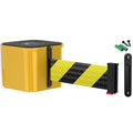 WM412 Retractable Belt Wall Mounted Yellow Crowd Control Barrier and Receiving End, 30' Black/Yellow Diagonal Belt