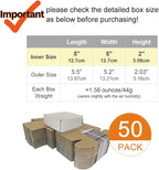 50 Pack 5x5x2'' Small Shipping Boxes, Corrugated Cardboard Mailers for Business, White (CM552)