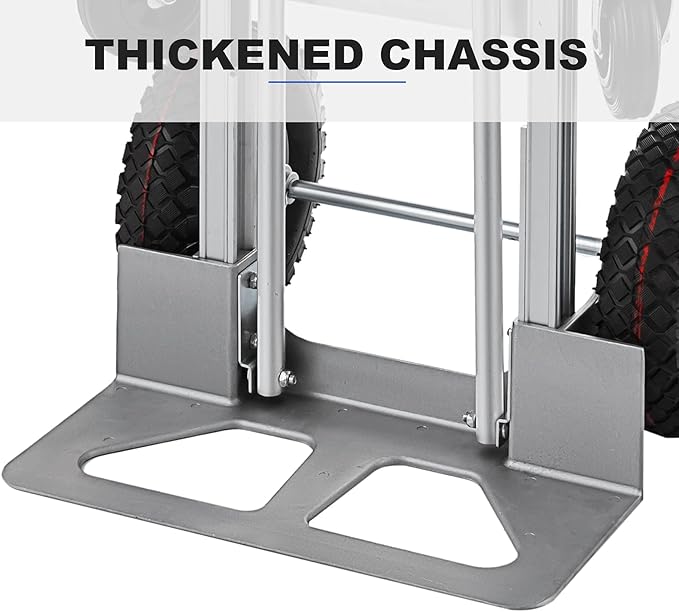 3 in 1 Convertible Hand Truck Dolly, Heavy-Duty Aluminum Hand Truck, 1000 lb Platform / 660 lb Upright Capacity Utility Cart with 10″ Pneumatic Wheels for Warehouse, Factory, Construction