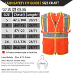Hi Vis Safety Vest for Men Women Reflective with Multiple Pockets Class 2 Mesh High Visibility Construction Work Vest,Meets ANSI/ISEA Standards(EK1-178-Orange-S)