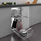2 Tier Pull Out Cabinet Organizer 18" W X 22" D, Slide Out Drawers For Kitchen Cabinets, Pull Out Drawers For Cabinets Capacity Heavy Duty Caddy, Cabinet Pullout Shelves Chrome-Plated,Bathroom Pantry