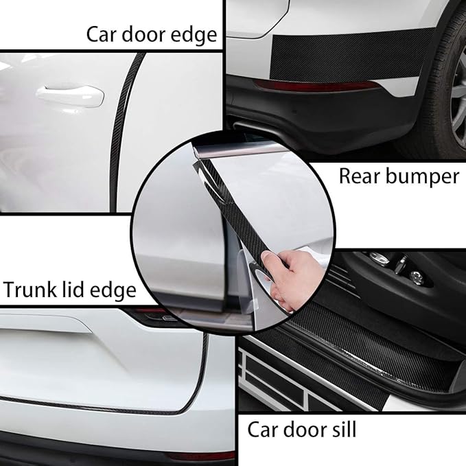 DGSL Car Door Edge Guards Door Sill Protector, 0.8In x 19.7Ft 5D Carbon Fiber Car Wrap Film, Vinyl Automotive Wrap Film Anti-Collision Fits for Most Car (Black)