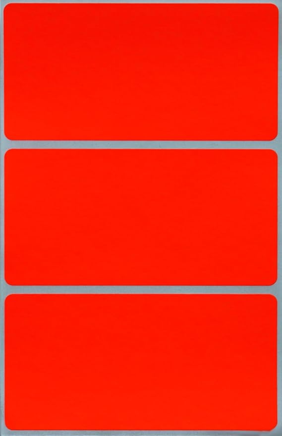 Royal Green Rectangular Stickers Color-Coding Labels for Organizing, Moving, and Storage Boxes 4" x 2" Stickers to Write On Name Tags, 300-Pack (Neon Red)