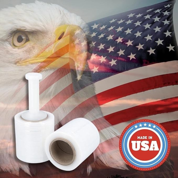 PSBM 480 Rolls 4 Inch x 650 Feet 100 Gauge Mini Stretch Film/Wrap with Plastic Handle, Heavy Duty Industrial Strength Clear Shrink Plastic Wrap for Moving, Packing, Shipping, Bundling & Storage