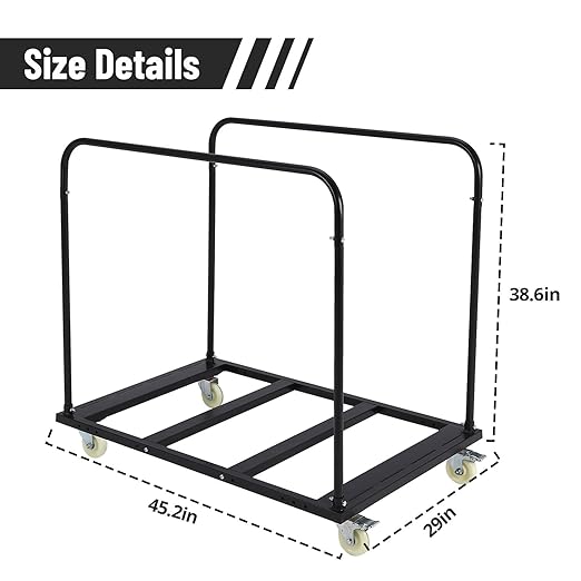 Folding Table Cart, 1800 LBS Heavy Duty Table Trolley with 5" Swivel Wheels, for Garage, Home, Warehouse, Party Event Hotel Furniture 10 Table Capacity