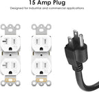 JUNNUJ Heavy Duty 20 Amp Surge Protector 4800J, Garage Metal 8 Outlets 12 Gauge, High Amp 5-15P Adapter Shop 6-20R T-Slot Industrial Outlet, 6 FT Extension Cord Commercial for Appliance, Grey