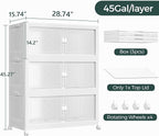 540QT Extra Large Stackable Storage Bins with Lid, 135Gal Collapsible Closet Organizer Box with Wheels, Folding Plastic Storage Cabinet with Doors for Home Kitchen Office Dorm, 3Pack White
